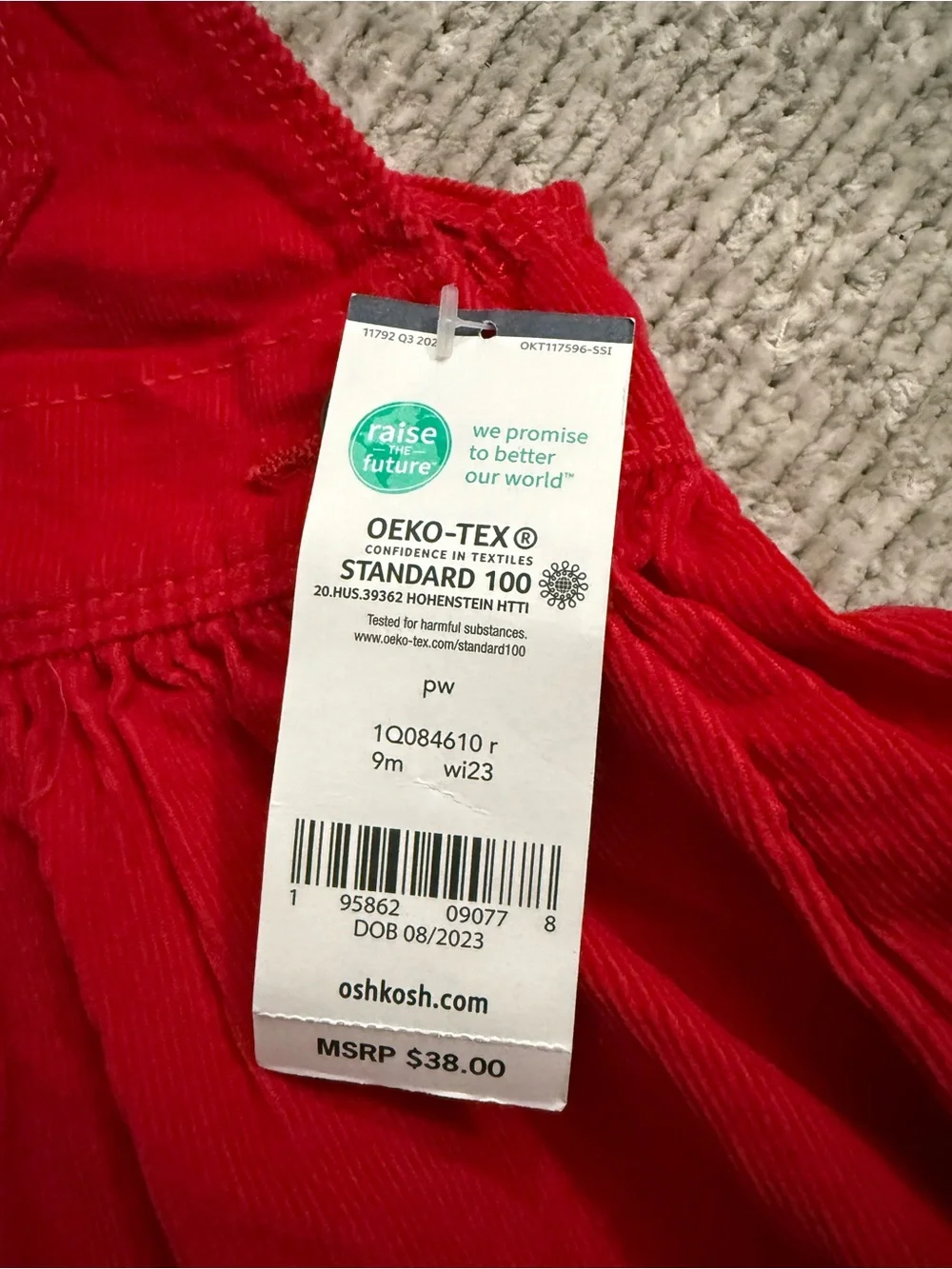 OshKosh Red Corduroy Jumper Dress 9 Months NWT‎ Holiday